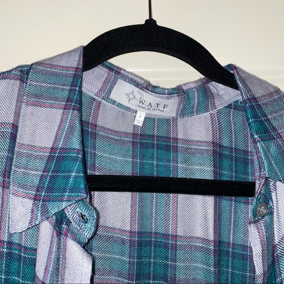 WAYF plaid flannel button down - Picture 2 of 5